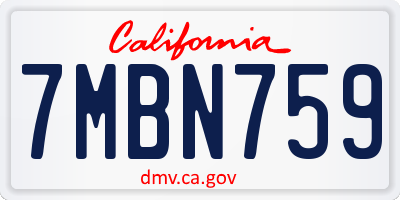 CA license plate 7MBN759