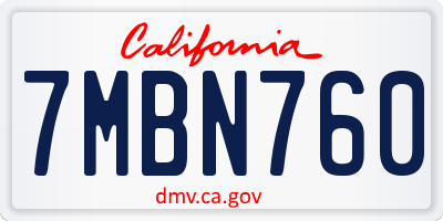 CA license plate 7MBN760
