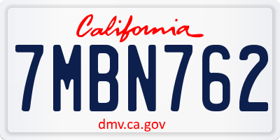 CA license plate 7MBN762