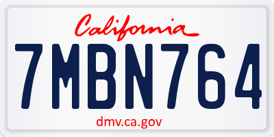 CA license plate 7MBN764