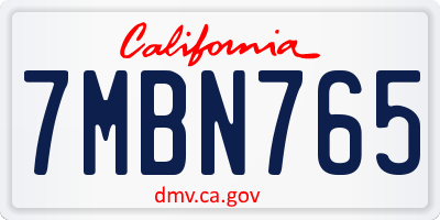 CA license plate 7MBN765