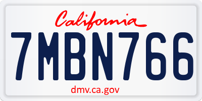 CA license plate 7MBN766