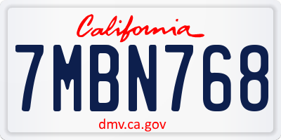 CA license plate 7MBN768