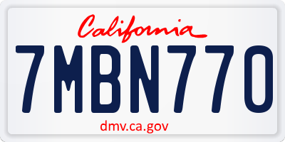 CA license plate 7MBN770