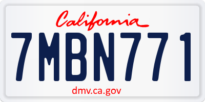 CA license plate 7MBN771