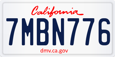 CA license plate 7MBN776