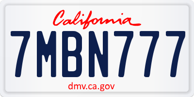 CA license plate 7MBN777