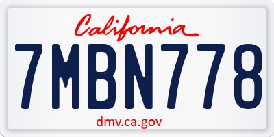 CA license plate 7MBN778