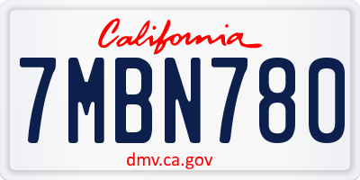 CA license plate 7MBN780