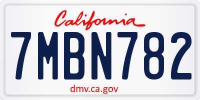 CA license plate 7MBN782
