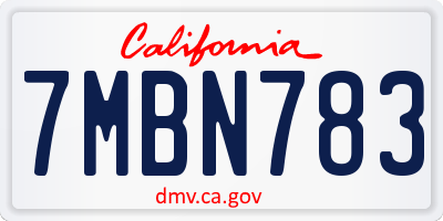 CA license plate 7MBN783