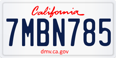 CA license plate 7MBN785