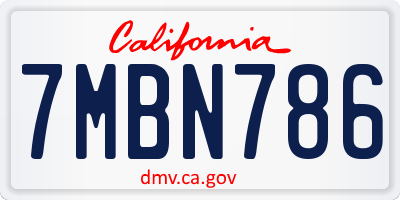 CA license plate 7MBN786