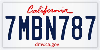 CA license plate 7MBN787