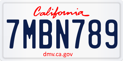 CA license plate 7MBN789