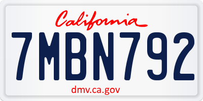 CA license plate 7MBN792