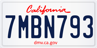 CA license plate 7MBN793