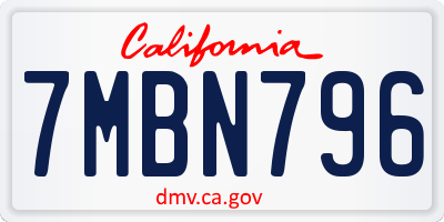 CA license plate 7MBN796