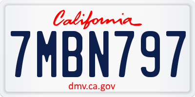 CA license plate 7MBN797