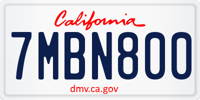 CA license plate 7MBN800