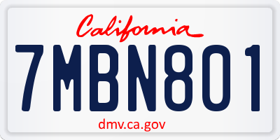 CA license plate 7MBN801