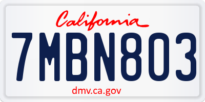 CA license plate 7MBN803