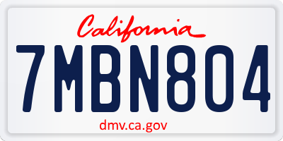 CA license plate 7MBN804