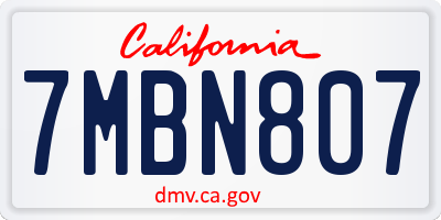 CA license plate 7MBN807