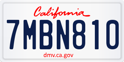 CA license plate 7MBN810