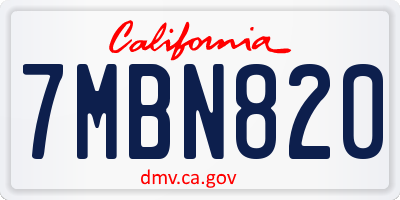 CA license plate 7MBN820
