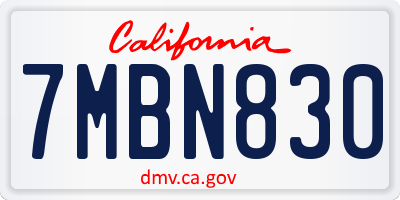 CA license plate 7MBN830