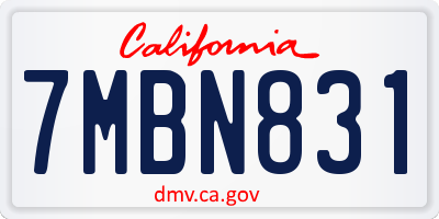CA license plate 7MBN831