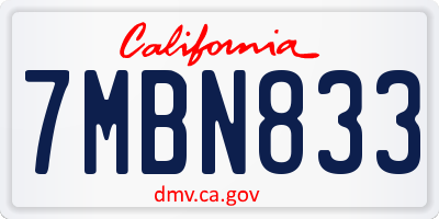 CA license plate 7MBN833