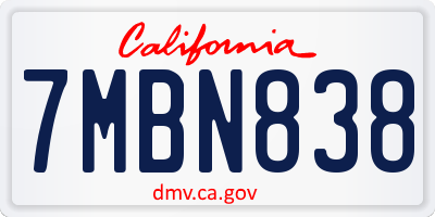 CA license plate 7MBN838