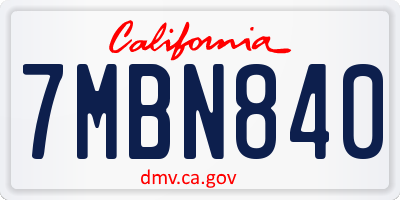 CA license plate 7MBN840