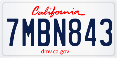 CA license plate 7MBN843