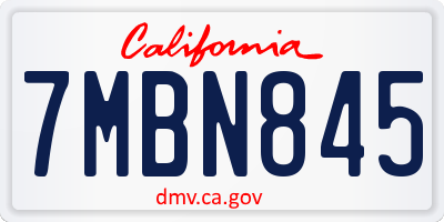 CA license plate 7MBN845