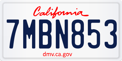 CA license plate 7MBN853