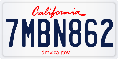 CA license plate 7MBN862