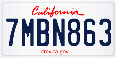 CA license plate 7MBN863