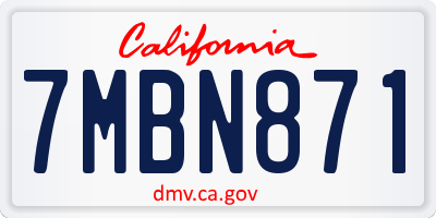 CA license plate 7MBN871