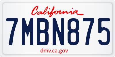 CA license plate 7MBN875