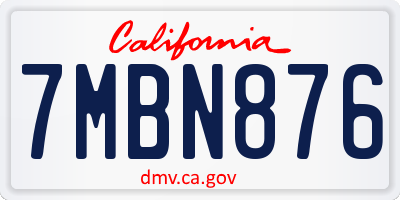 CA license plate 7MBN876