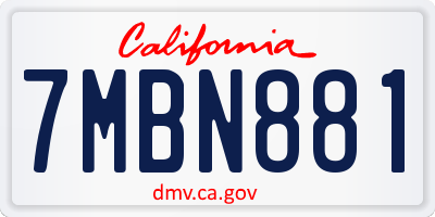 CA license plate 7MBN881