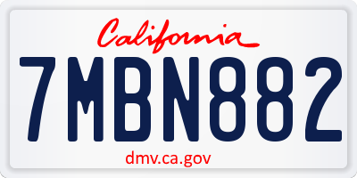 CA license plate 7MBN882