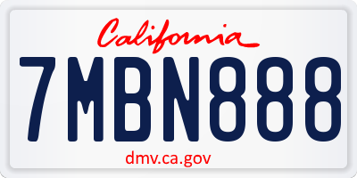 CA license plate 7MBN888