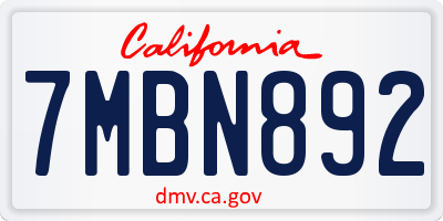 CA license plate 7MBN892