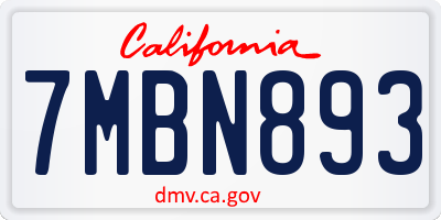 CA license plate 7MBN893