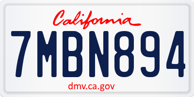 CA license plate 7MBN894