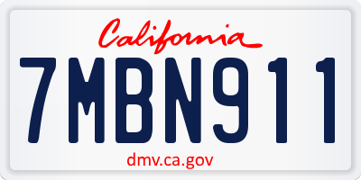 CA license plate 7MBN911